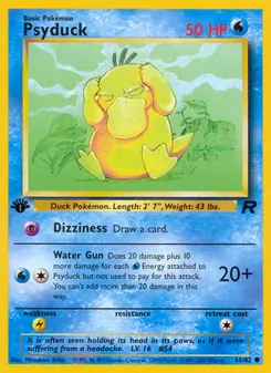 Psyduck — Team Rocket #65, 2000. Illustrated by Mitsuhiro Arita.