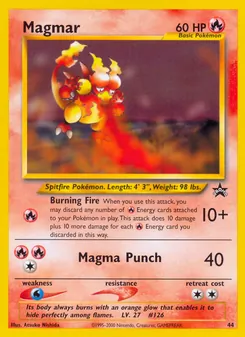 Magmar — Wizards Black Star Promos #44, 1999. Illustrated by Atsuko Nishida.