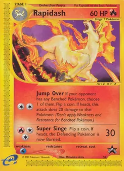 Rapidash — Wizards Black Star Promos #51, 1999. Illustrated by Mitsuhiro Arita.