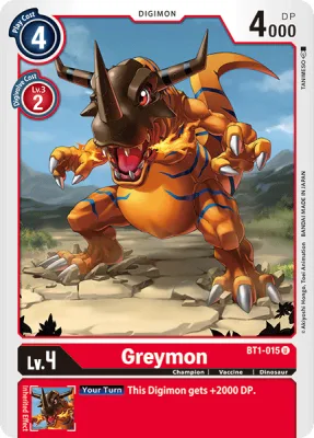 Greymon, Digimon card BT1-015