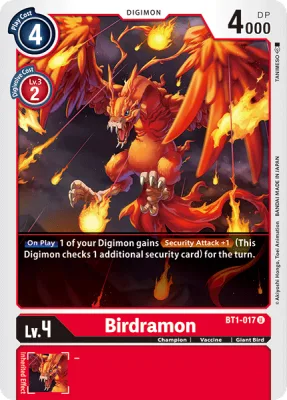 Birdramon, Digimon card BT1-017