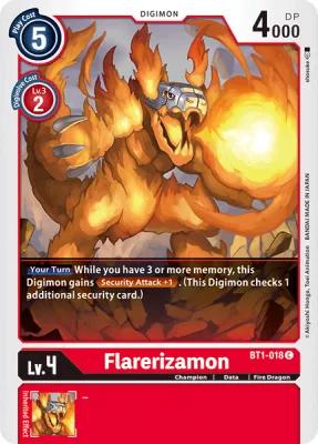 Flarerizamon, Digimon card BT1-018