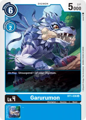 Garurumon, Digimon card BT1-036