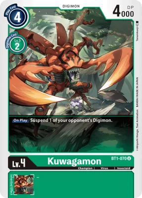 Kuwagamon, Digimon card BT1-070