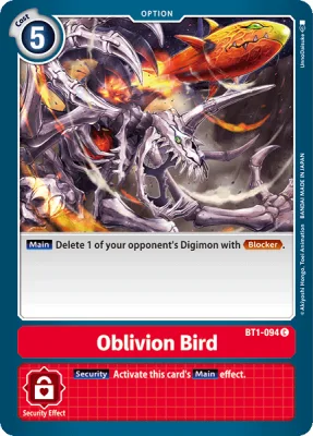 Oblivion Bird, Digimon card BT1-094