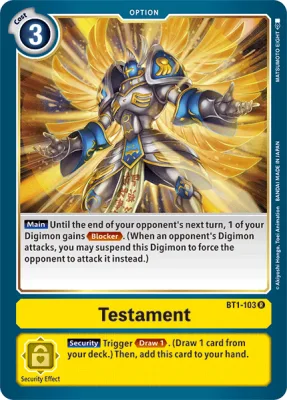 Testament, Digimon card BT1-103