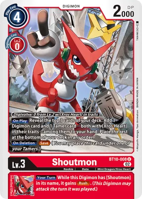 Shoutmon, Digimon card BT10-008