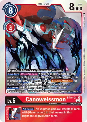 Canoweissmon, Digimon card BT10-011