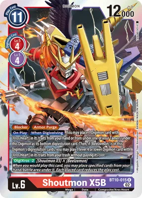 Shoutmon X5B, Digimon card BT10-015