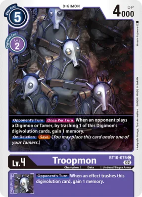 Troopmon, Digimon card BT10-076