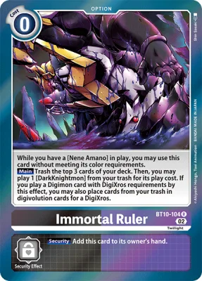 Immortal Ruler, Digimon card BT10-104