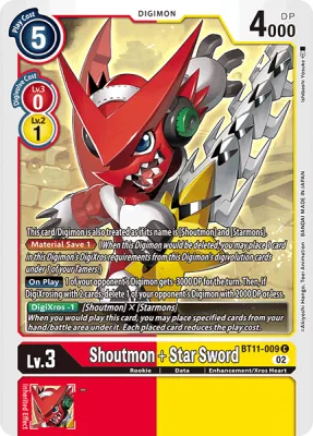 Shoutmon + Star Sword, Digimon card BT11-009