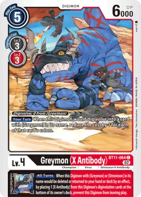 Greymon (X Antibody), Digimon card BT11-064