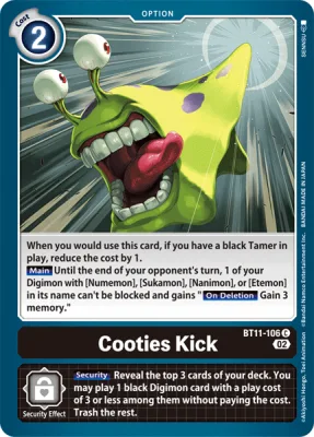 Cooties Kick, Digimon card BT11-106