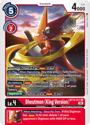 Shoutmon (King Version), Digimon card BT12-011