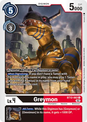 Greymon, Digimon card BT12-062