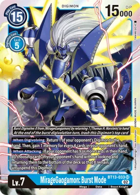 MirageGaogamon: Burst Mode, Digimon card BT13-033