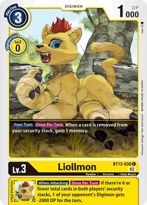 Liollmon, Digimon card BT13-036