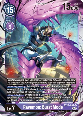 Ravemon: Burst Mode, Digimon card BT13-092