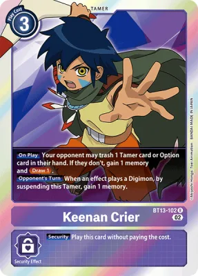 Keenan Crier, Digimon card BT13-102