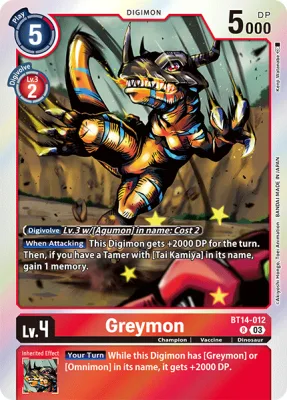 Greymon, Digimon card BT14-012