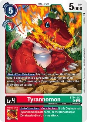 Tyrannomon, Digimon card BT14-013