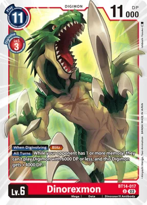 Dinorexmon, Digimon card BT14-017
