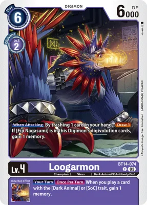 Loogarmon, Digimon card BT14-074