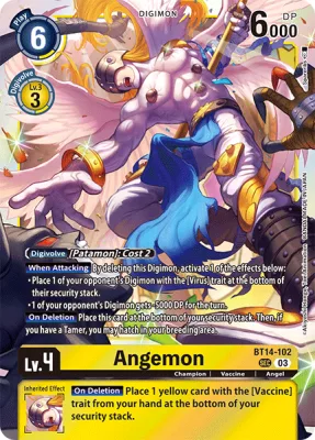 Angemon Digimon card front (BT14-102)