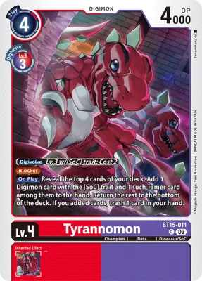Tyrannomon, Digimon card BT15-011