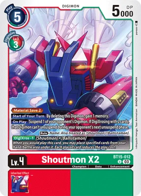 Shoutmon X2, Digimon card BT15-012