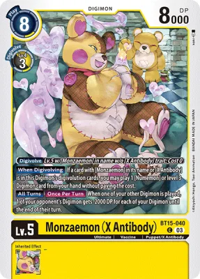 Monzaemon (X Antibody), Digimon card BT15-040