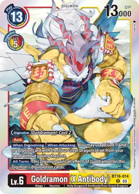 Goldramon (X Antibody), Digimon card BT16-014