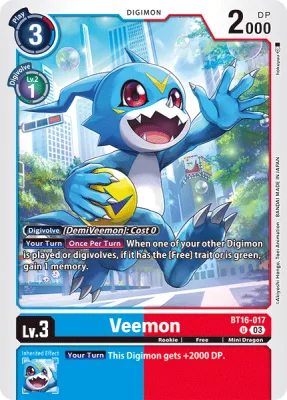Veemon, Digimon card BT16-017