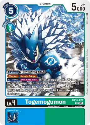 Togemogumon, Digimon card BT16-021