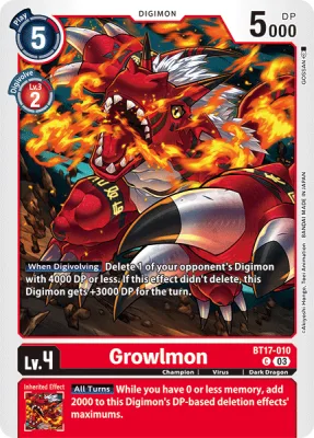 Growlmon, Digimon card BT17-010