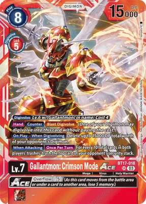 Gallantmon: Crimson Mode ACE, Digimon card BT17-018