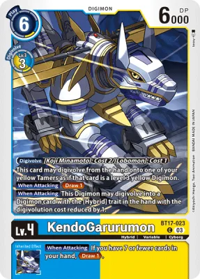 KendoGarurumon, Digimon card BT17-023