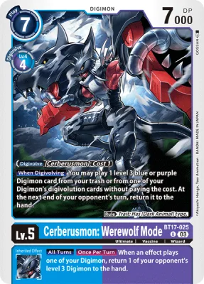 Cerberusmon: Werewolf Mode, Digimon card BT17-025