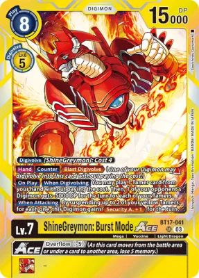 ShineGreymon: Burst Mode ACE, Digimon card BT17-041