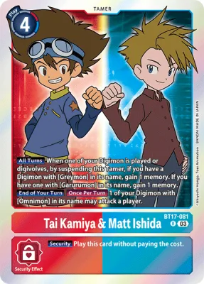 Tai Kamiya & Matt Ishida, Digimon card BT17-081