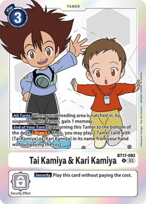 Tai Kamiya & Kari Kamiya, Digimon card BT17-093