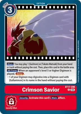 Crimson Savior, Digimon card BT17-096