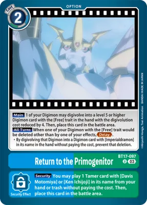 Return to the Primogenitor, Digimon card BT17-097