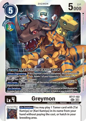 Greymon, Digimon card BT17-102