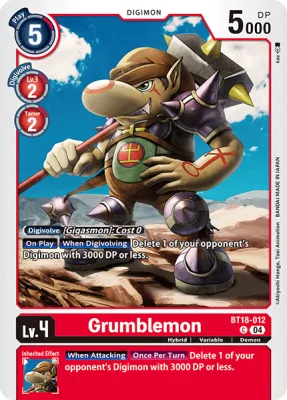 Grumblemon, Digimon card BT18-012