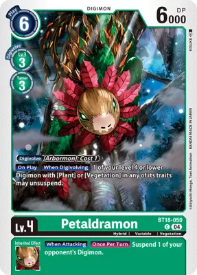Petaldramon, Digimon card BT18-050