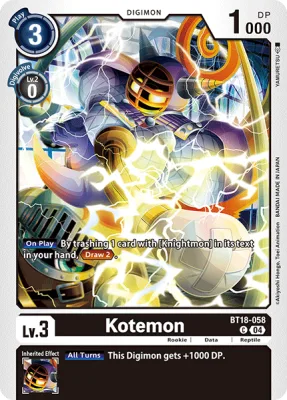 Kotemon, Digimon card BT18-058