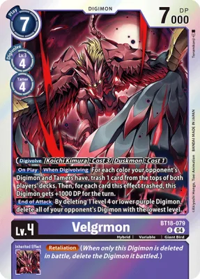 Velgrmon, Digimon card BT18-079