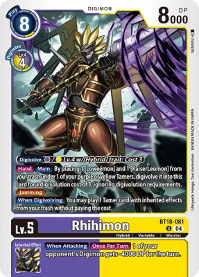 Rhihimon, Digimon card BT18-081